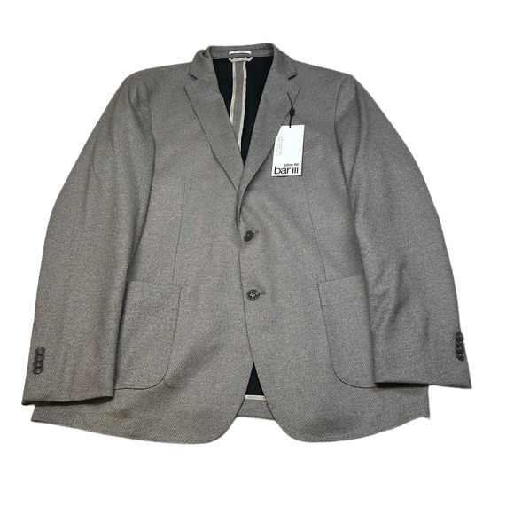 Bar III Slim Fit Sport Coat Mens 46L 46 Tan Herringbone Stretch‎ $295 NEW